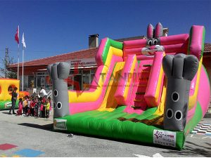Şişme Kaydırak Tavşan Yeşil Pembe